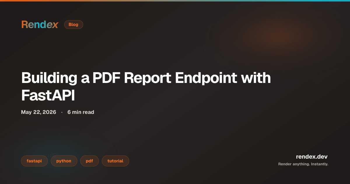 FastAPI endpoint code for fastapi pdf generation: _generate_pdf function calling Rendex Python SDK with pdf_format A4 and run_in_executor for async support