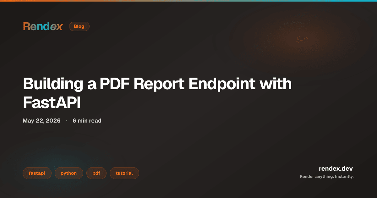FastAPI endpoint code for fastapi pdf generation: _generate_pdf function calling Rendex Python SDK with pdf_format A4 and run_in_executor for async support