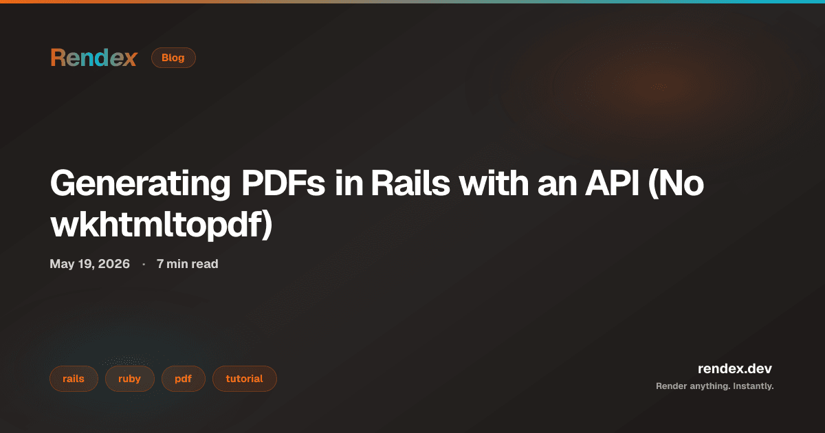Ruby PdfService code calling the rails pdf generation api at api.rendex.dev/v1/screenshot with pdfFormat A4 parameter in Faraday