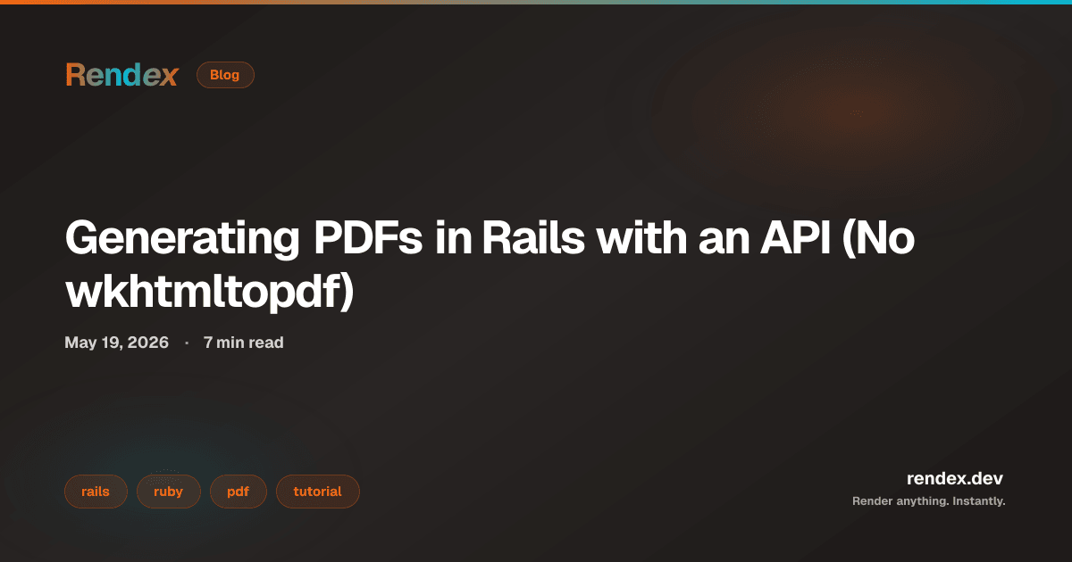 Ruby PdfService code calling the rails pdf generation api at api.rendex.dev/v1/screenshot with pdfFormat A4 parameter in Faraday
