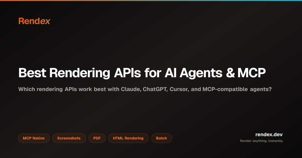 Best Rendering APIs for AI Agents & MCP (2026) | Rendex