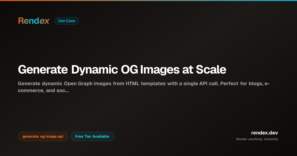 Dynamic OG Image Generator API — Open Graph Images at Scale | Rendex